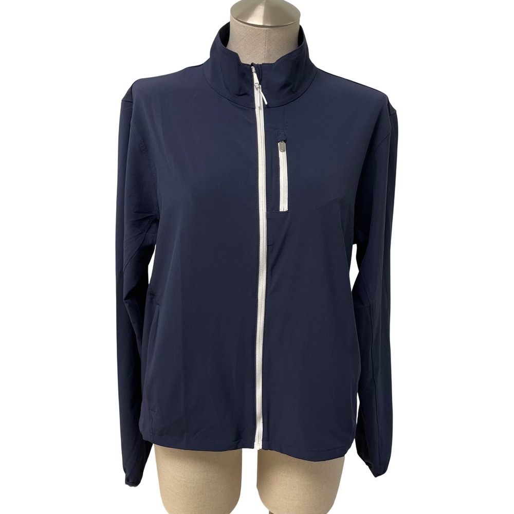 Athleta Outbound Jacket Womens Medium Navy Blue Full Zip Performance NEW